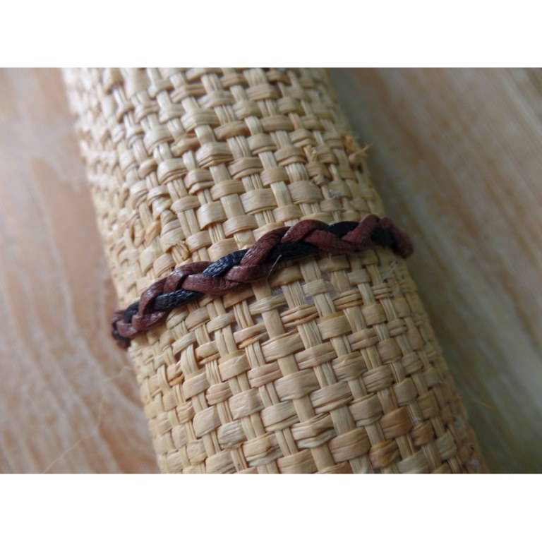 Bracelet cuir tressé Tyas 2 marron