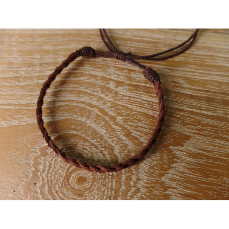 Bracelet cuir tressé Tyas chocolat