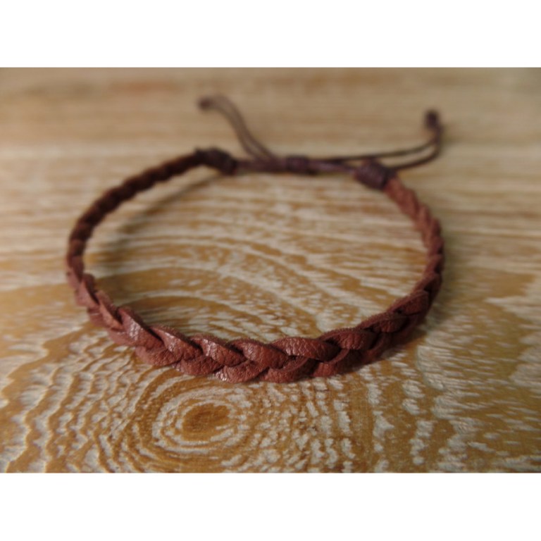 Bracelet cuir tressé Tyas chocolat