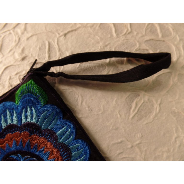 Grande trousse brodée Paï fleurs bleues