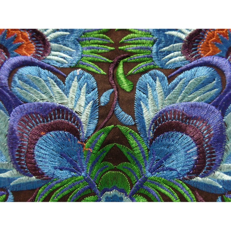 Grande trousse brodée Paï fleurs bleues
