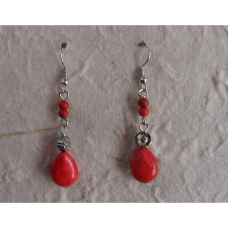 Pendants d'oreilles gouttelettes rouges Issara