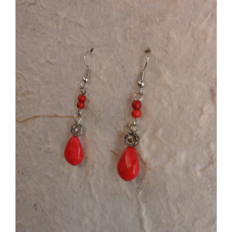 Pendants d'oreilles gouttelettes rouges Issara