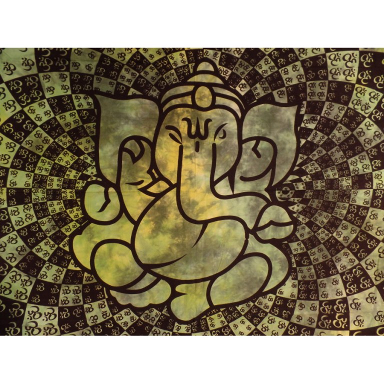 Tenture Ganesh lotus aum verte