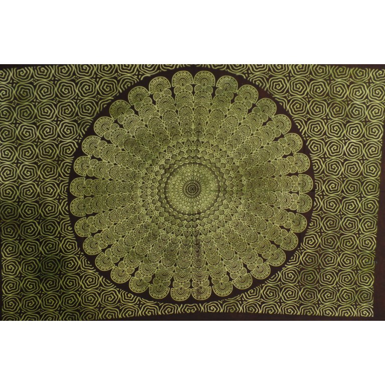 Petite tenture rosace et spires vertes