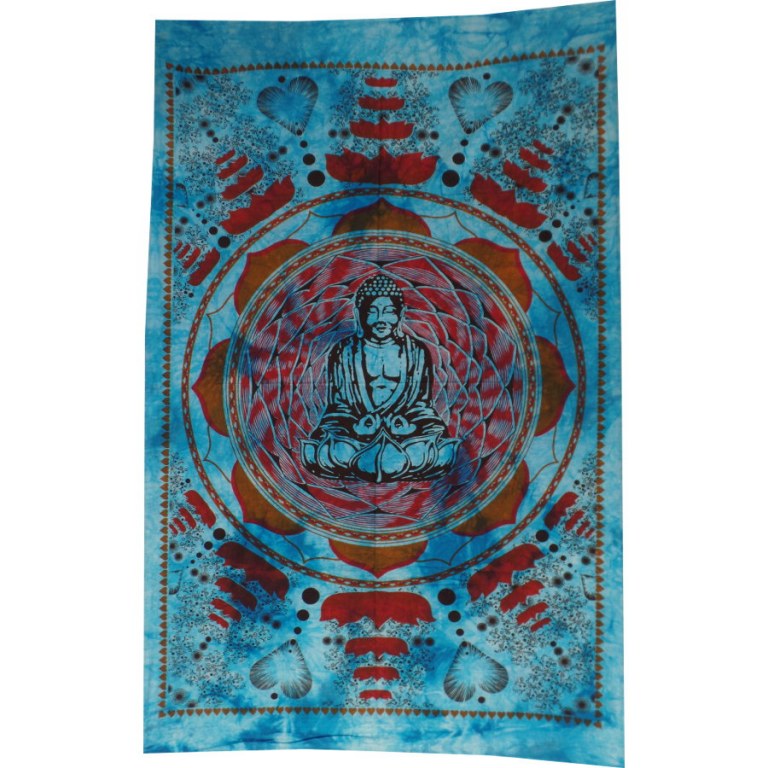 Petite tenture lotus Bouddha bleu