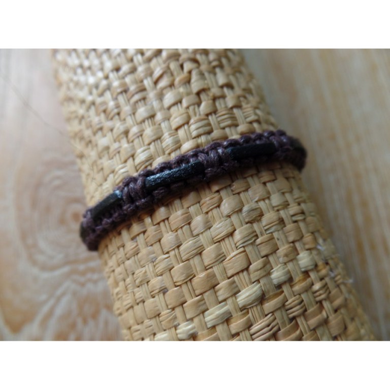 Bracelet macra Endang marron cuir noir