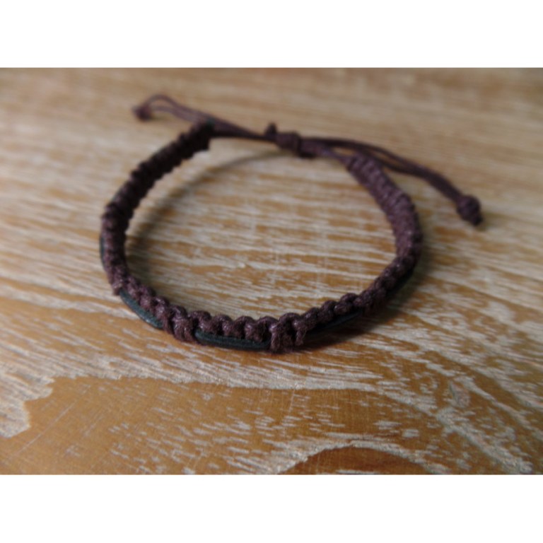 Bracelet macra Endang marron cuir noir