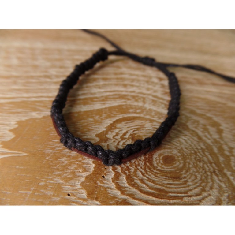 Bracelet macra Endang noir cuir marron