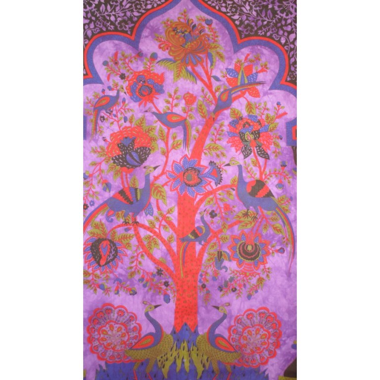 Tenture maxi violet arbre de vie les paons