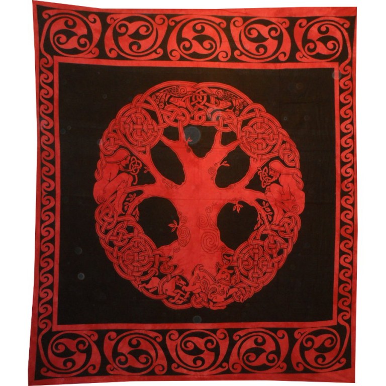 Tenture maxi arbre de vie celte rouge/noir