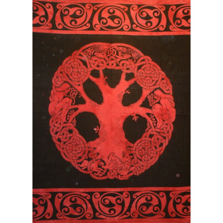 Tenture maxi arbre de vie celte rouge/noir