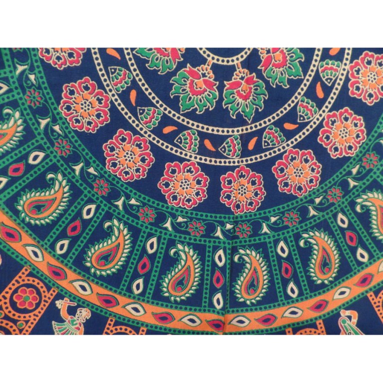 Tenture bleu/orange/vert mandala nartakee