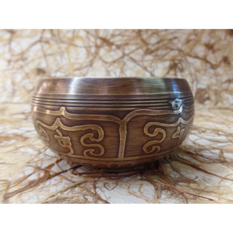 Bol chantant gravé double dorjé/Bouddha eyes