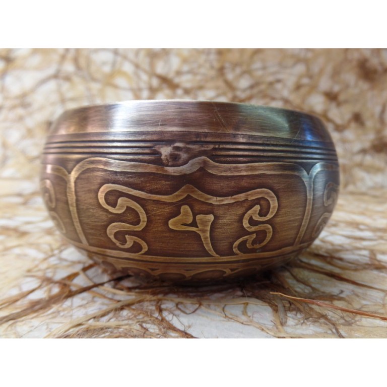 Bol chantant gravé double dorjé/Bouddha eyes