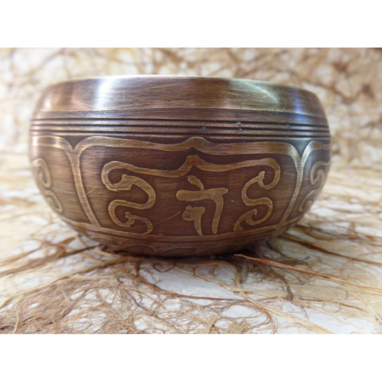 Bol chantant gravé double dorjé/Bouddha eyes