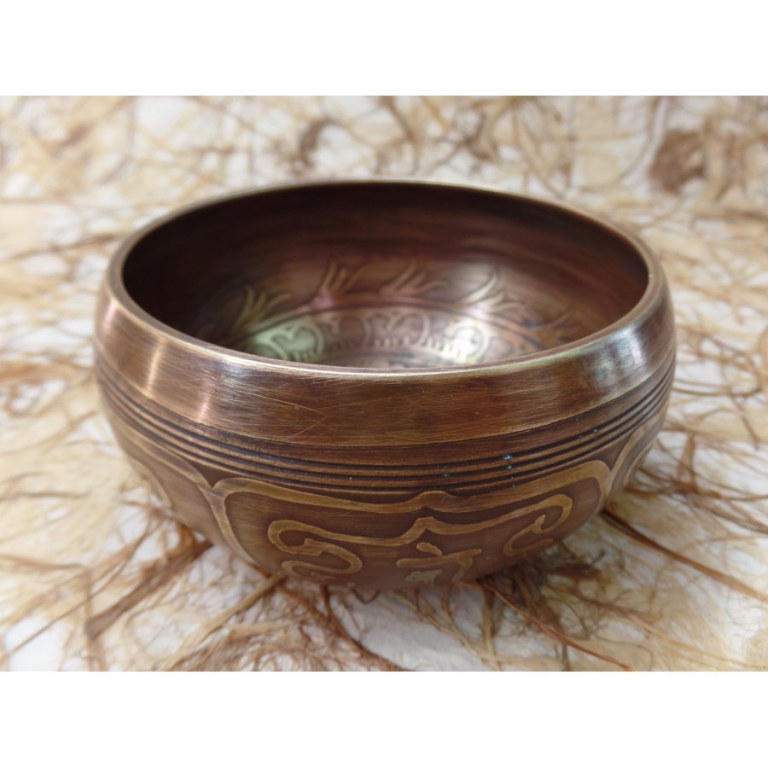 Bol chantant gravé double dorjé/Bouddha eyes