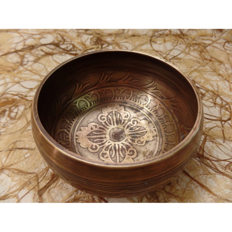 Bol chantant gravé double dorjé/Bouddha eyes