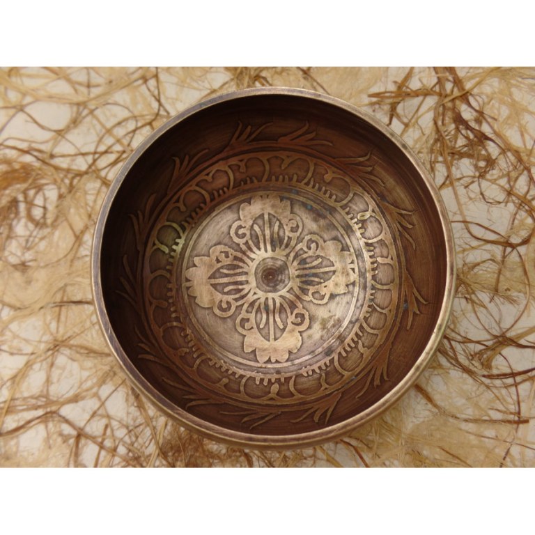 Bol chantant gravé double dorjé/Bouddha eyes