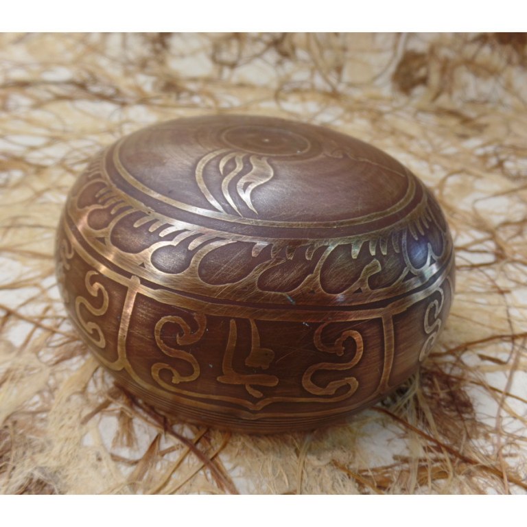 Bol chantant gravé double dorjé/Bouddha eyes