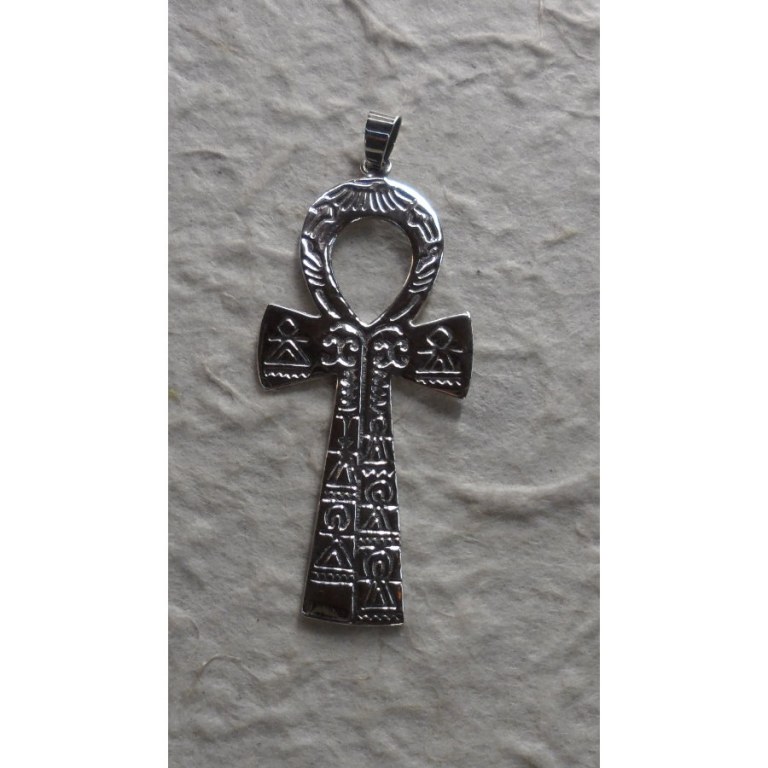 Grand pendentif argent croix de vie égyptienne