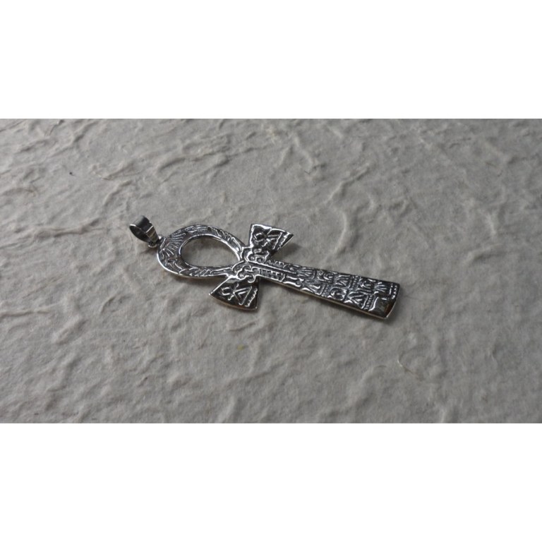 Grand pendentif argent croix de vie égyptienne