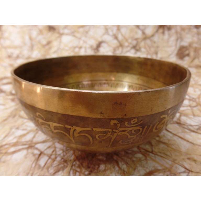 Bol tibétain gravé noeud infini/les yeux de Bouddha