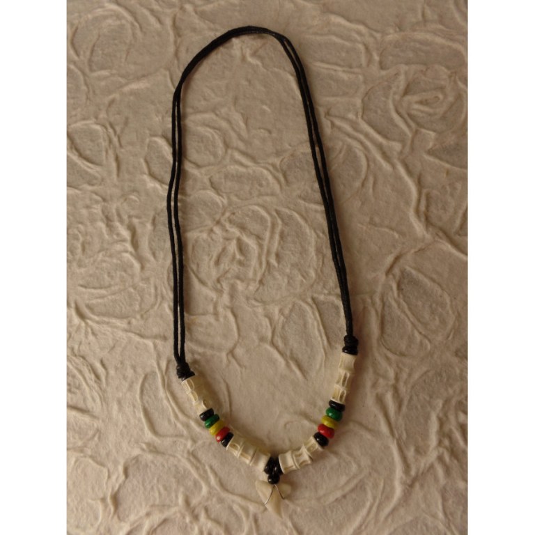 Collier Taapuna dent de requin blanc rasta 12 perles os 