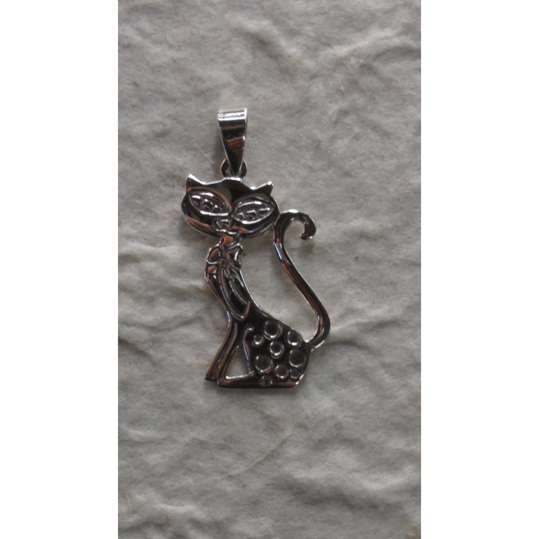 Pendentif chat cravaté