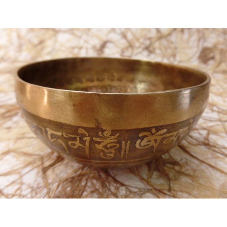 Bol tibétain gravé fleur de lotus Aum et yin yang