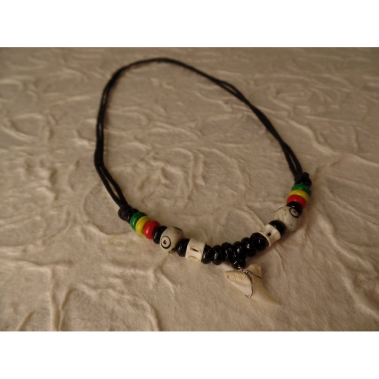 Collier Taapuna dent de requin blanc rasta 2