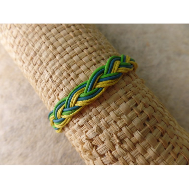 Bracelet trenza vert/jaune/bleu