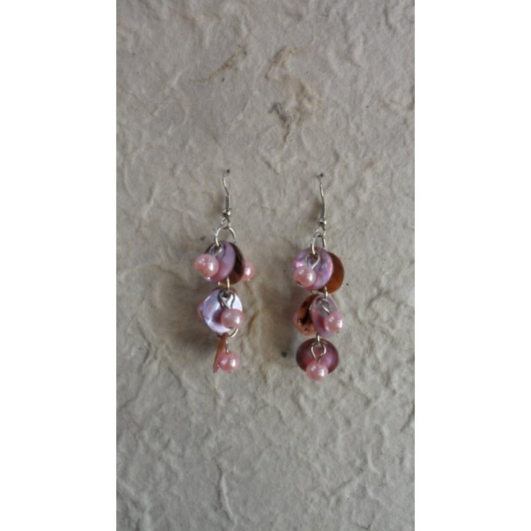 Pendants d'oreilles Achara rose dragée