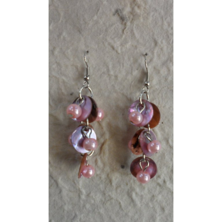 Pendants d'oreilles Achara rose dragée