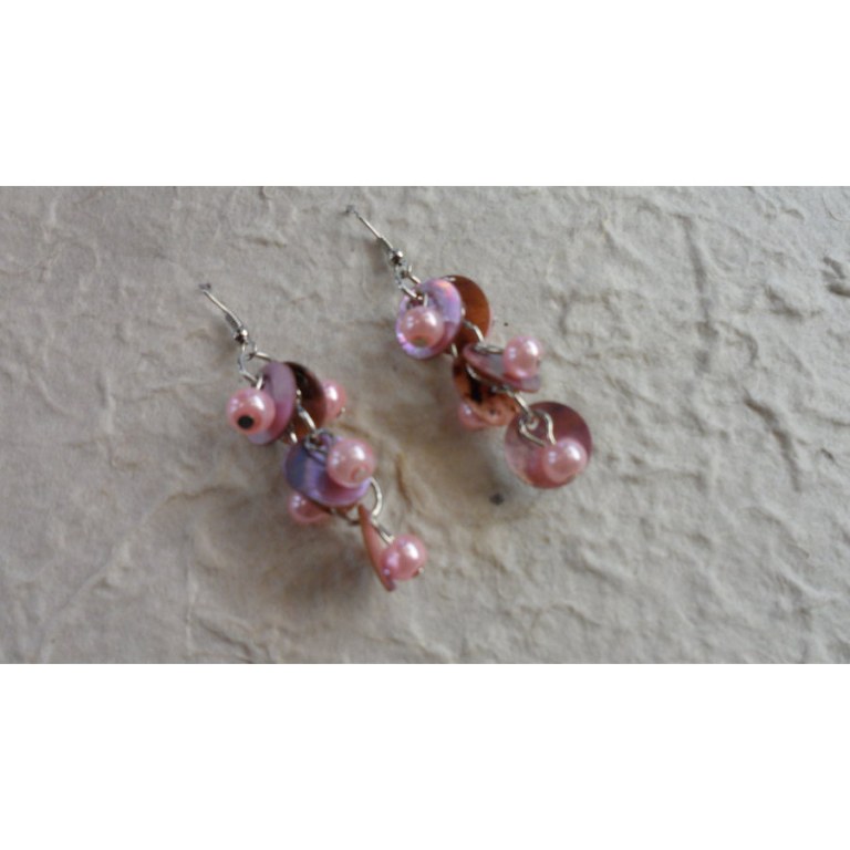 Pendants d'oreilles Achara rose dragée