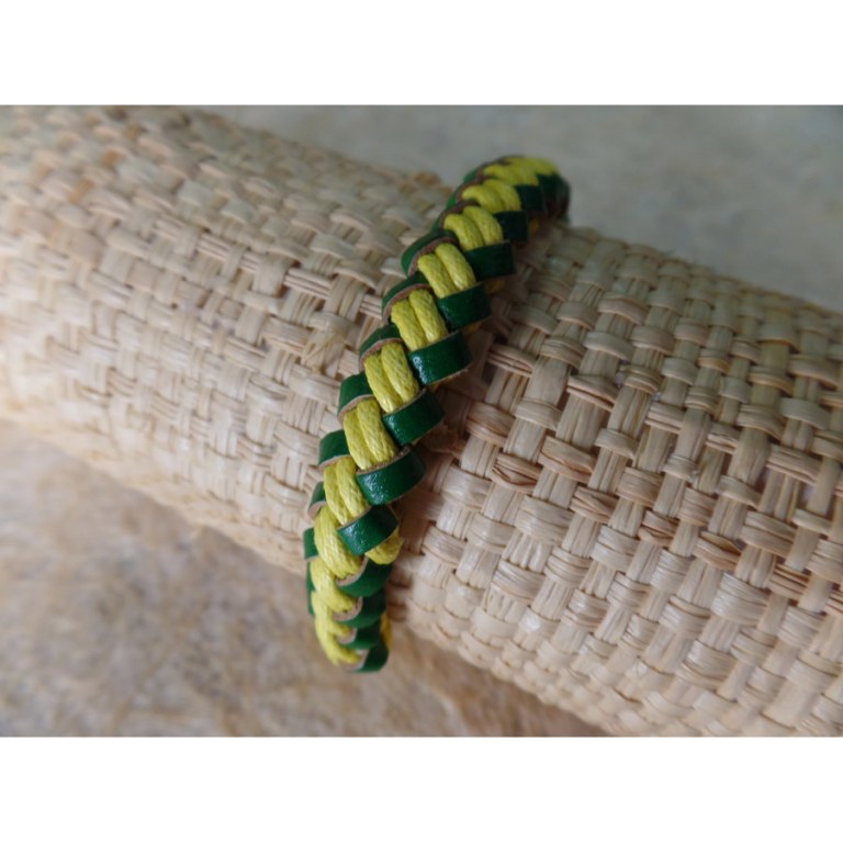 Bracelet bicolore dikepang vert/jaune