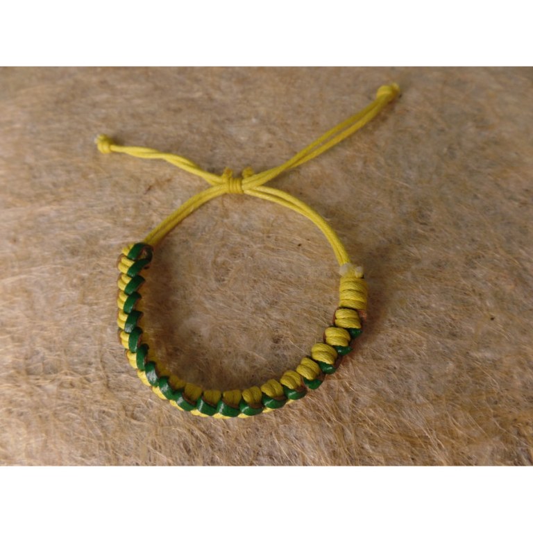 Bracelet bicolore dikepang vert/jaune