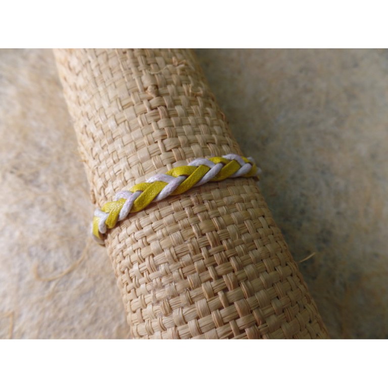 Bracelet bicolore dikepang jaune/blanc