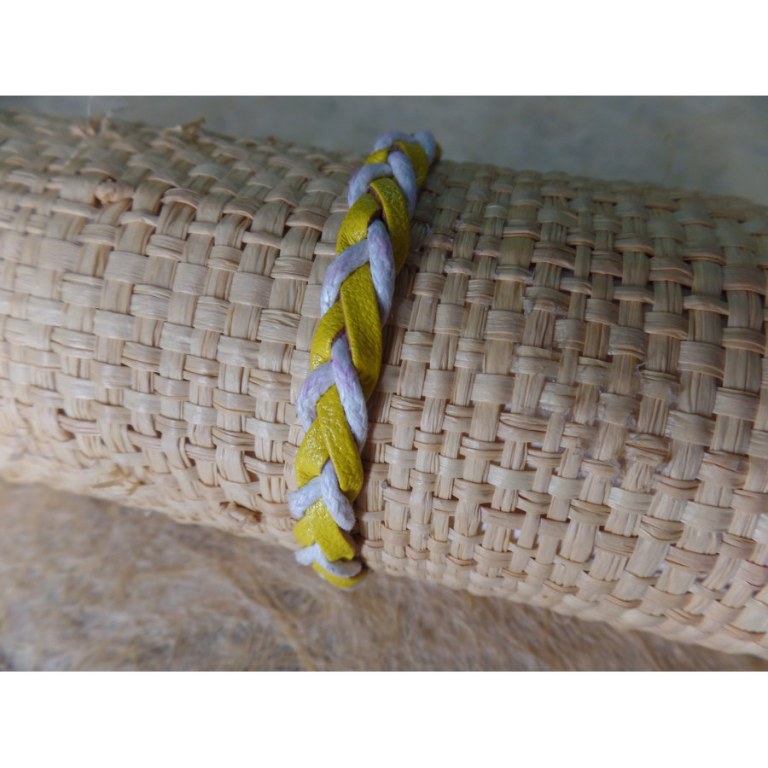 Bracelet bicolore dikepang jaune/blanc