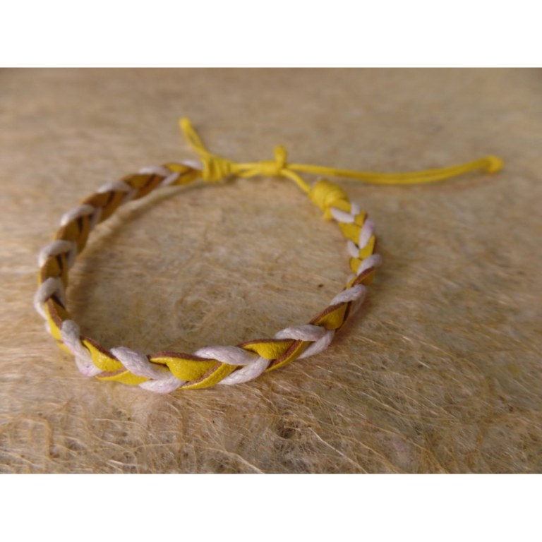 Bracelet bicolore dikepang jaune/blanc