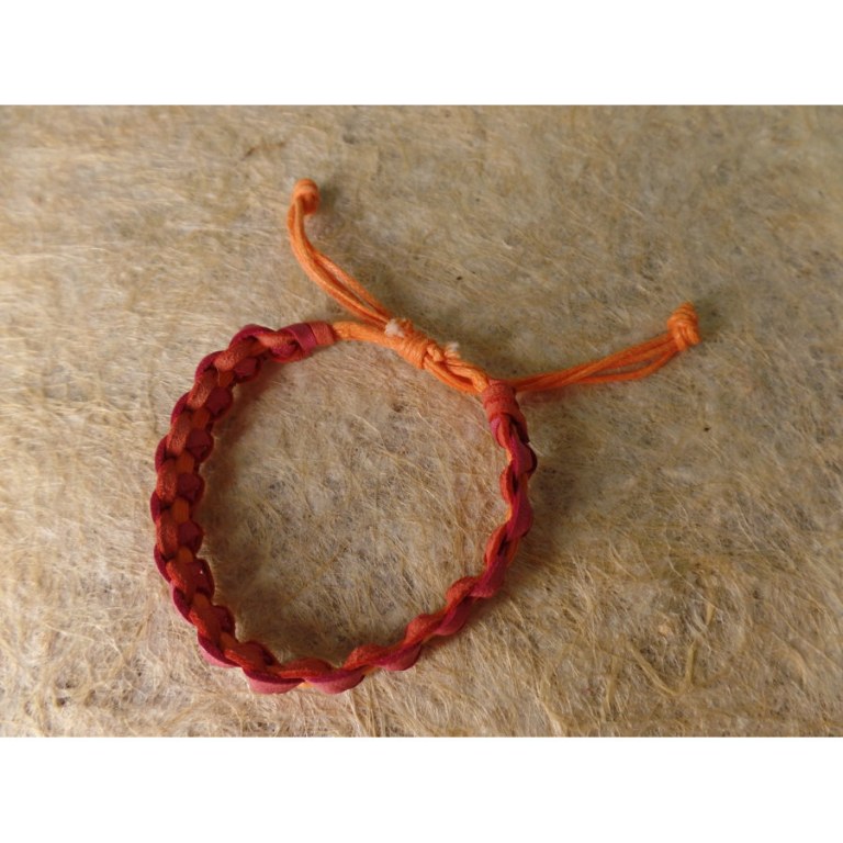 Bracelet noeud plat orange/rose