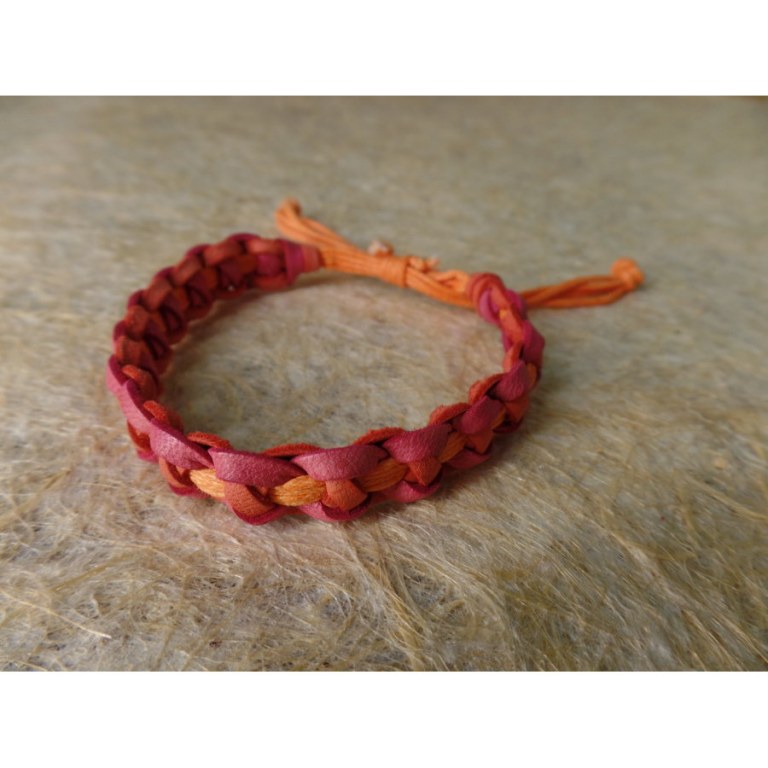 Bracelet noeud plat orange/rose