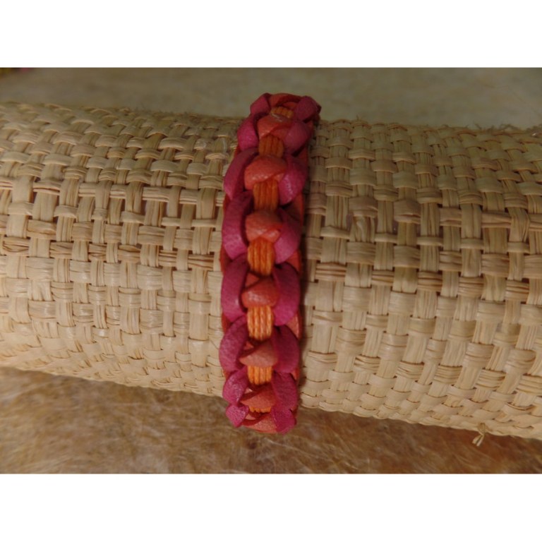 Bracelet noeud plat orange/rose