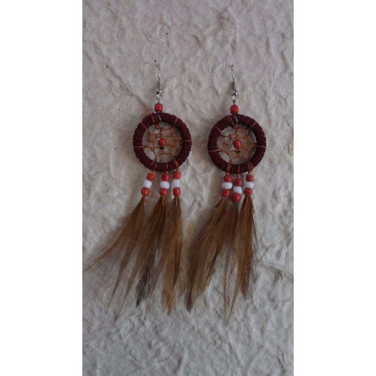 Pendants d'oreilles bordeaux mak'i