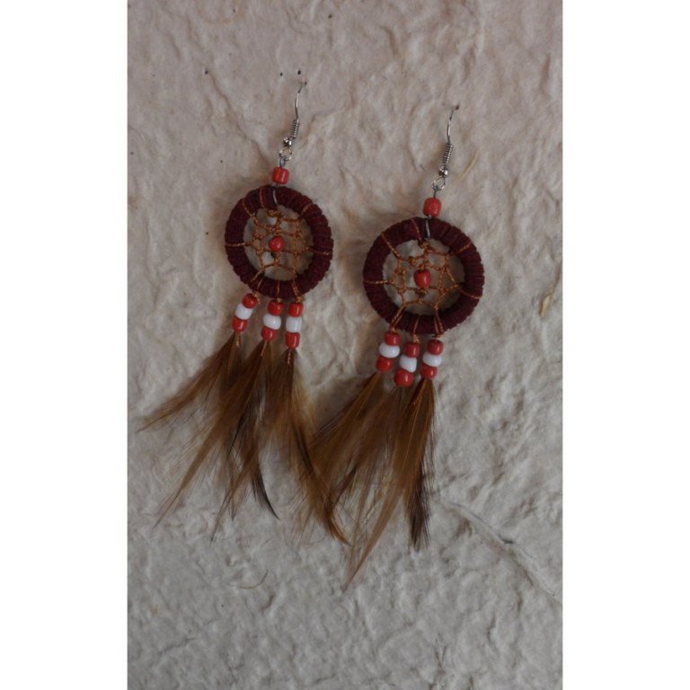 Pendants d'oreilles bordeaux mak'i