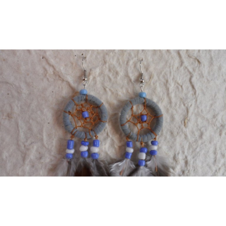 Pendants d'oreilles gris/bleu mak'i