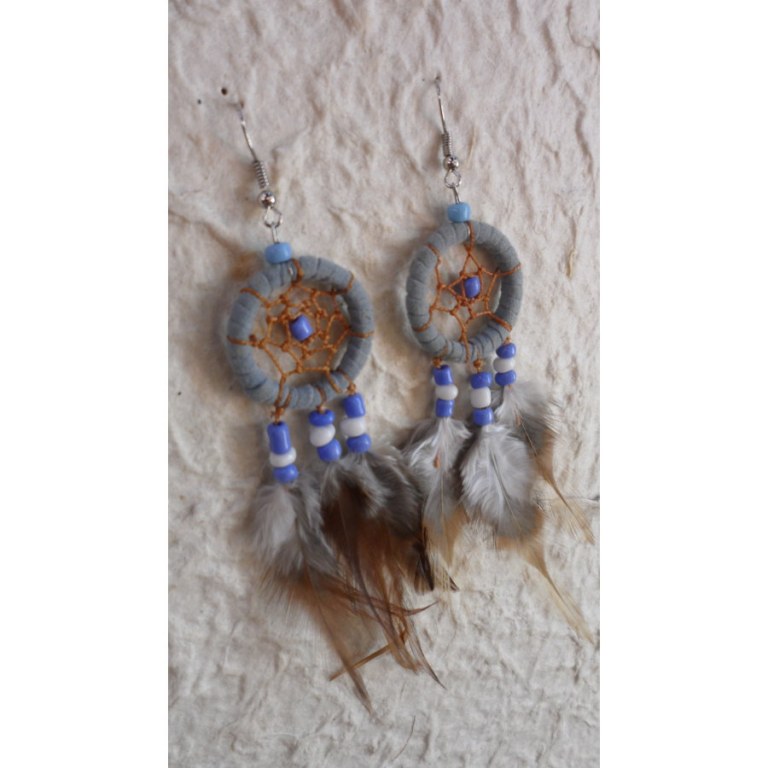 Pendants d'oreilles gris/bleu mak'i