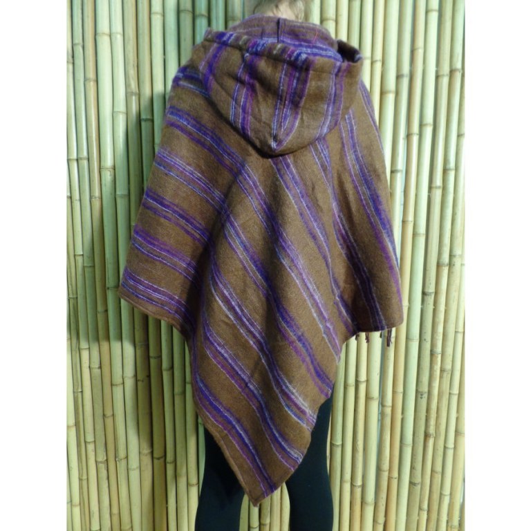 Poncho Makalu marron fines rayures