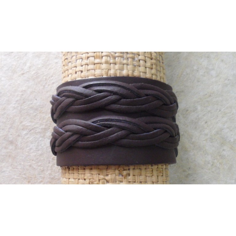 Bracelet 2 tresses marron 