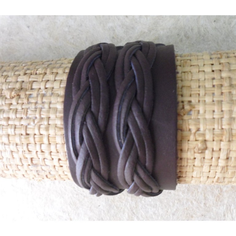 Bracelet 2 tresses marron 